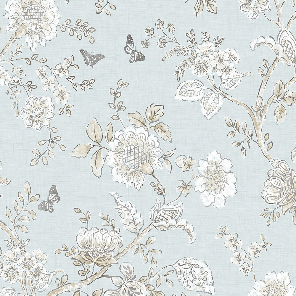 Patton Wallcoverings FH37537 Farmhouse Living Butterfly Toile Wallpaper